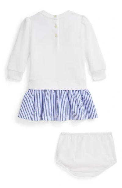 Ralph Lauren Kids' Magic Fleece Bear Logo Dress & Bloomers Set In Blue