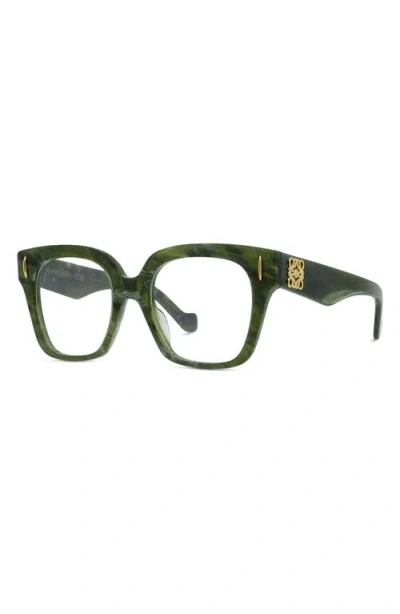 Loewe Anagram 51mm Square Optical Glasses In Green