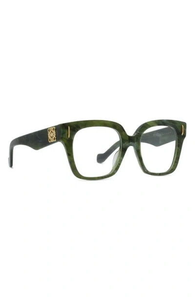 Loewe Anagram 51mm Square Optical Glasses In Green