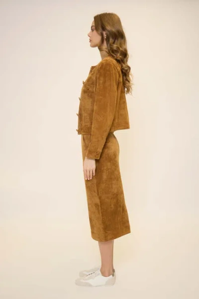 Central Park West Daphne Genuine Suede Lady Jacket In Brown