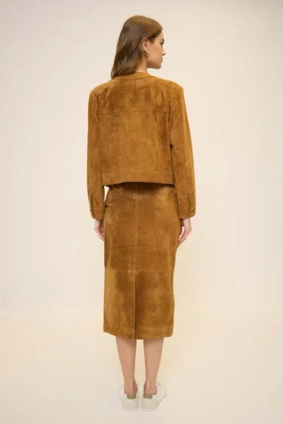 Central Park West Daphne Genuine Suede Lady Jacket In Brown