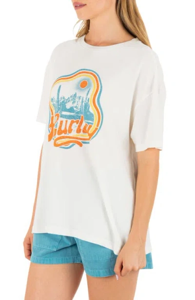 Hurley Scenic View Oversize Cotton Graphic Boyfriend T-shirt In White