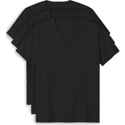 Tommy John 3-pack Second Skin Modal V-neck T-shirts In Black