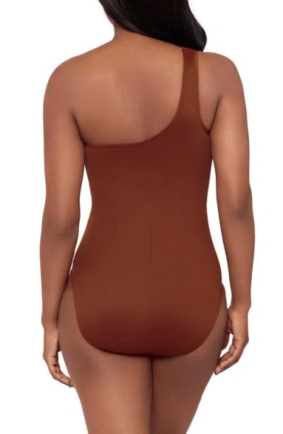 Miraclesuit Network Jena One-shoulder Allover-slimming One-piece Swimsuit In Brown