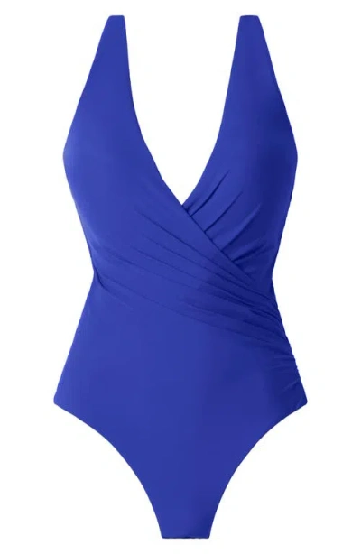 Miraclesuit Rock Solid Wrapsody One-piece Swimsuit In Blue