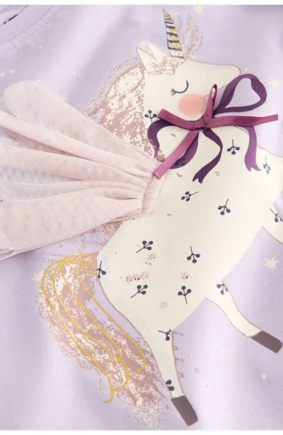 Next Kids' Unicorn Long Sleeve Cotton Graphic T-shirt In Purple