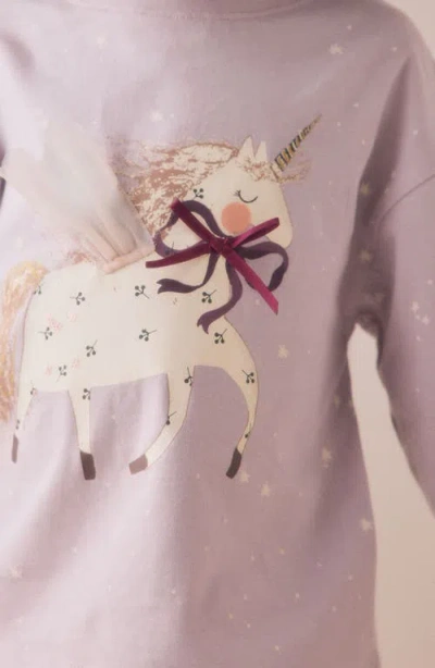 Next Kids' Unicorn Long Sleeve Cotton Graphic T-shirt In Purple