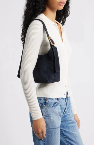 Madewell The Sculptural Buckle Suede Shoulder Bag In Purple