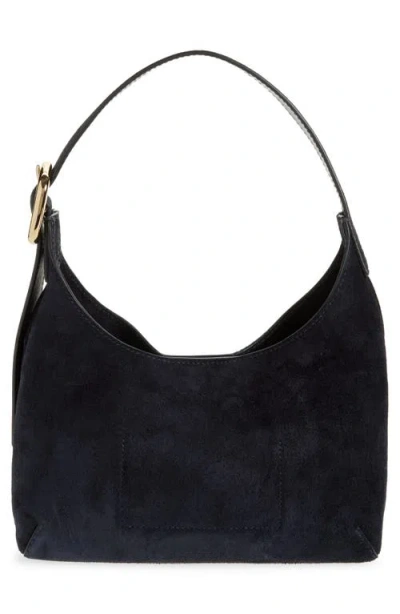 Madewell The Sculptural Buckle Suede Shoulder Bag In Purple