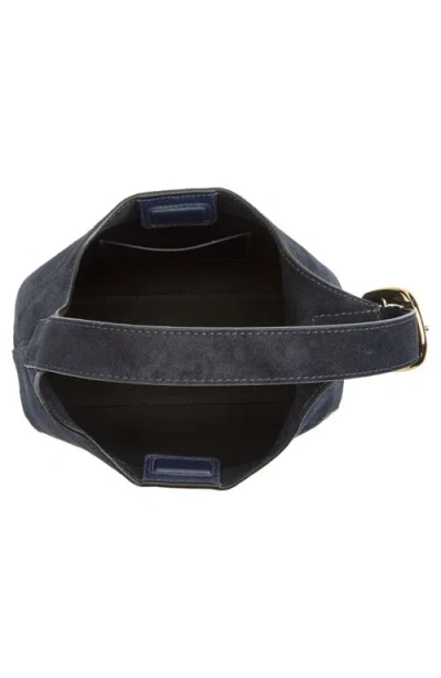 Madewell The Sculptural Buckle Suede Shoulder Bag In Purple