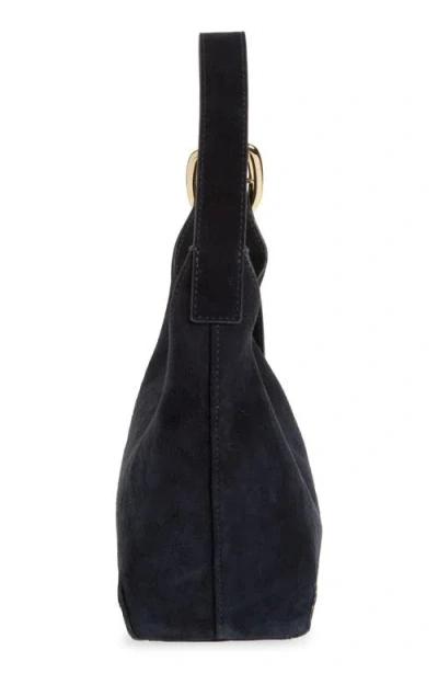 Madewell The Sculptural Buckle Suede Shoulder Bag In Purple