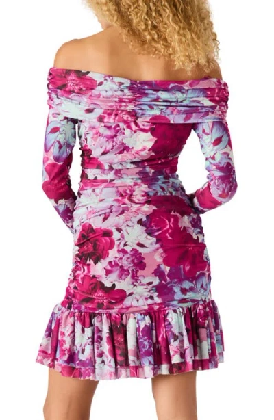 Steve Madden Berkely Floral Off The Shoulder Minidress In Pink