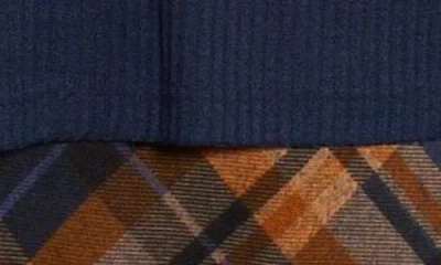 Connected Apparel Mixed Media Long Sleeve Midi Dress In Blue