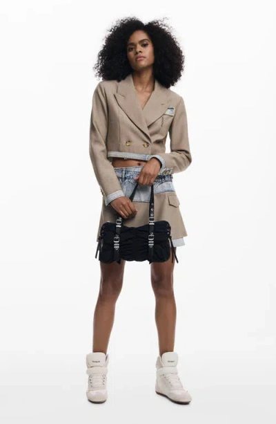 Desigual Ruched Shoulder Bag In Black