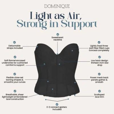 Dominique Intimates Alana Low Back Convertible Strapless Longline Bra In Black