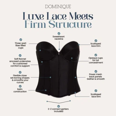 Dominique Intimates Rachelle Strapless Low Back Satin Longline Bridal Bra In Black