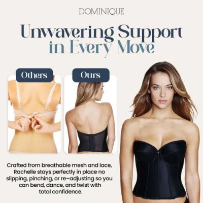 Dominique Intimates Rachelle Strapless Low Back Satin Longline Bridal Bra In Black