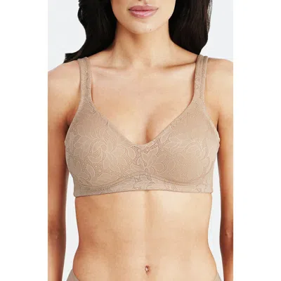 Dominique Intimates Jolie Wire-free Jacquard Soft Cup Minimizer Bra In Brown