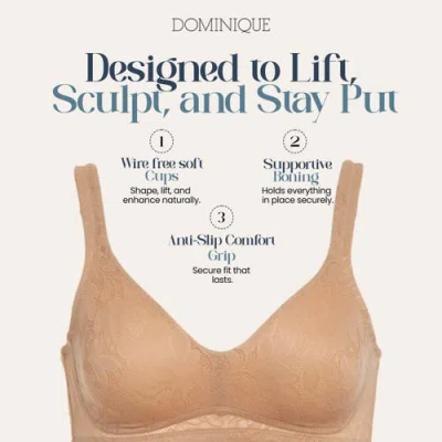 Dominique Intimates Jolie Wire-free Jacquard Soft Cup Minimizer Bra In Brown