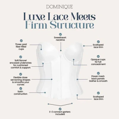 Dominique Intimates Rachelle Strapless Low Back Satin Longline Bridal Bra In White