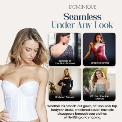 Dominique Intimates Rachelle Strapless Low Back Satin Longline Bridal Bra In White