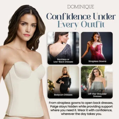 Dominique Intimates Paige Seamless Padded Microfiber Longline Strapless Bra In White