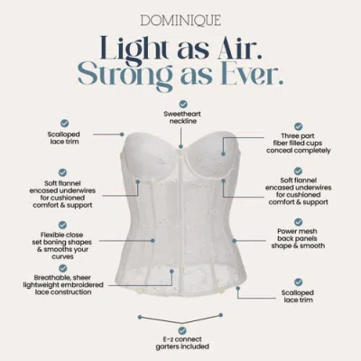 Dominique Intimates Rosemarie Embroidered Lace Strapless Longline Bridal Bra In White