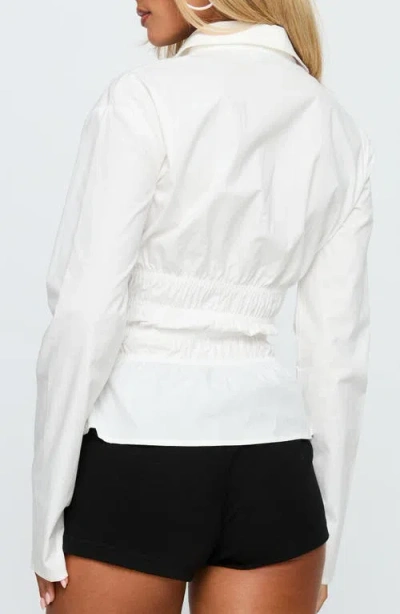 Princess Polly Lisel Shirred Button-up Shirt In White