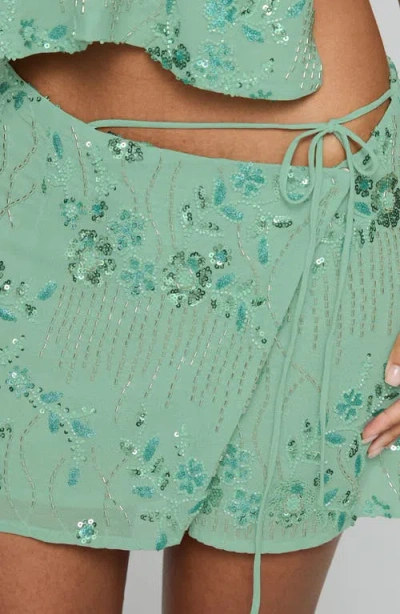 Princess Polly What A Coincidence Beaded Miniskirt In Green