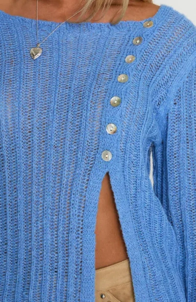 Princess Polly Lenker Asymmetric Button Cardigan In Blue