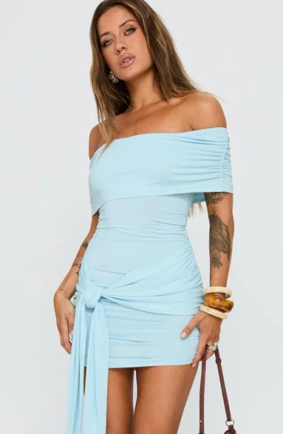 Princess Polly Island Off The Shoulder Tie Waist Minidress In Multi