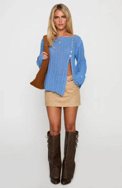 Princess Polly Lenker Asymmetric Button Cardigan In Blue