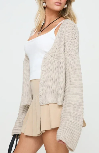 Princess Polly Artha Relaxed Crop Cardigan In Gray