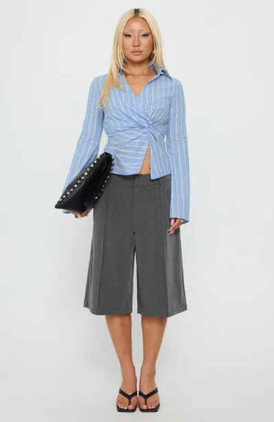 Princess Polly Ameliah Twist Crop Shirt In Blue