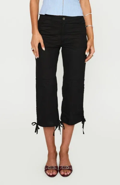 Princess Polly Hot Rod Drawstring Cuff Capri Pants In Black
