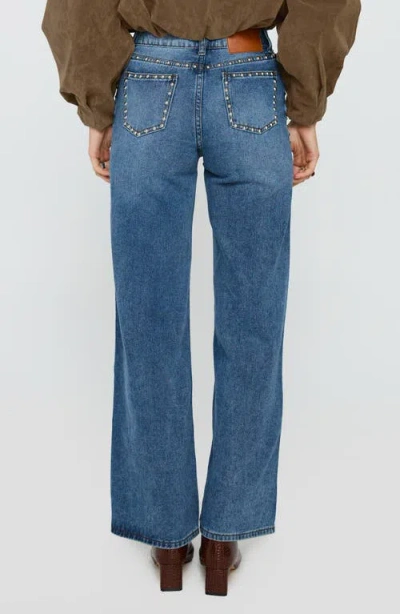 Princess Polly Saving Up Studded Straight Leg Jeans In Blue