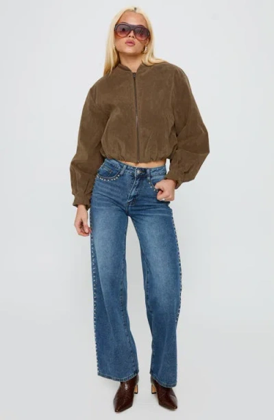 Princess Polly Saving Up Studded Straight Leg Jeans In Blue