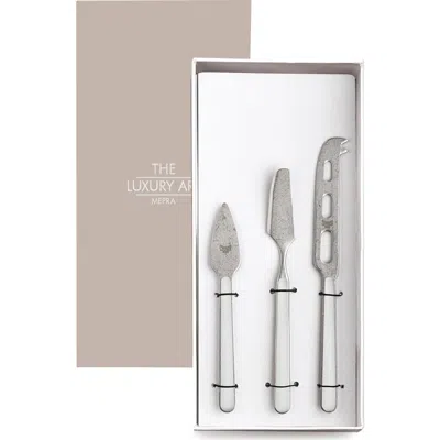 Mepra Fantasia Pewter Cheese Knives In White