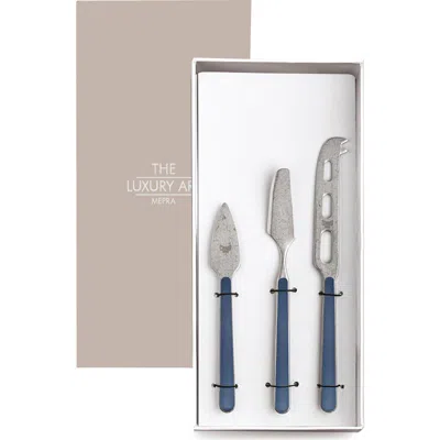 Mepra Fantasia Pewter Cheese Knives In Blue