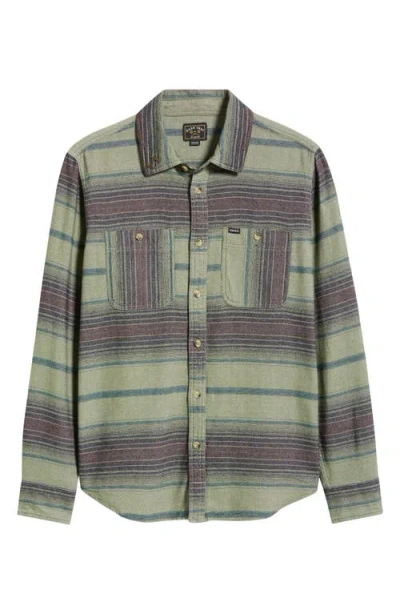 Dark Seas Summit Multi Stripe Flannel Button-up Shirt In Green