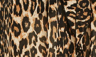 City Chic Carter Print Tie Waist Long Sleeve Maxi Dress In Brown