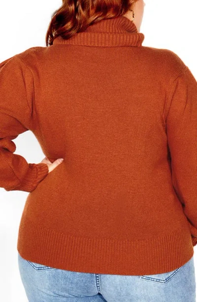 City Chic Softly Sweet Turtleneck Sweater In Brown