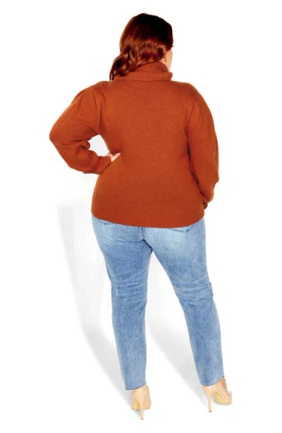 City Chic Softly Sweet Turtleneck Sweater In Brown