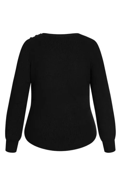 City Chic Royal Tie Hem Sweater In Black