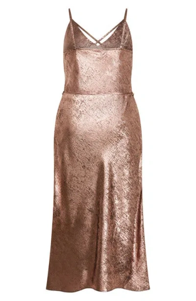 City Chic Mariam Metallic Midi Dress In Gold