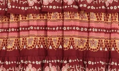 City Chic Ophelia Mixed Print Long Sleeve Tiered Minidress In Red