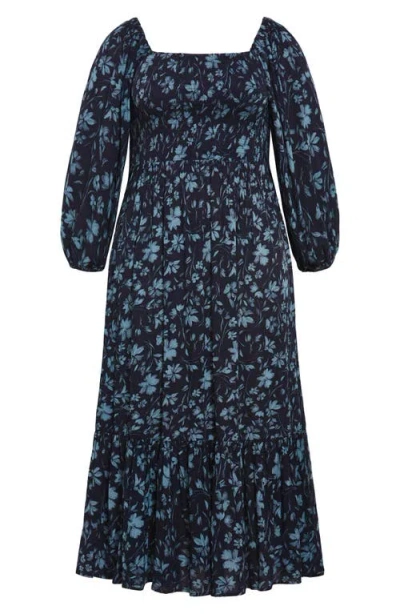 City Chic Mckenzie Floral Long Sleeve Maxi Dress In Multi