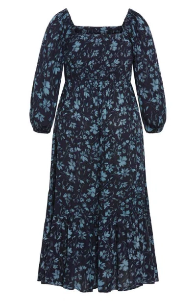 City Chic Mckenzie Floral Long Sleeve Maxi Dress In Multi