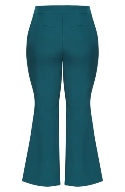 City Chic Vienna High Waist Flare Pants In Green