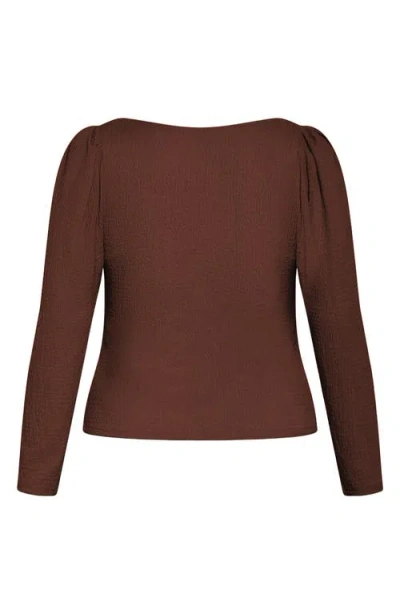 City Chic Jacqueline Texture Top In Brown